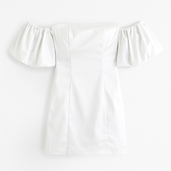 NWT Abercrombie & Fitch Pearl Off-The-Shoulder Puff Sleeve Mini Dress - Picture 6 of 7